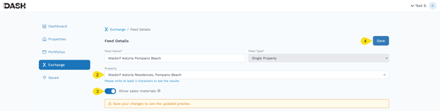 Screenshot of a DASH eXchange Single Property Portfolio being configured.