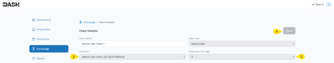 Screenshot of a search bar feed configuration.